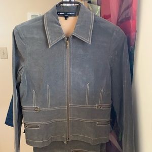 Matching brown denim jacket and jeans